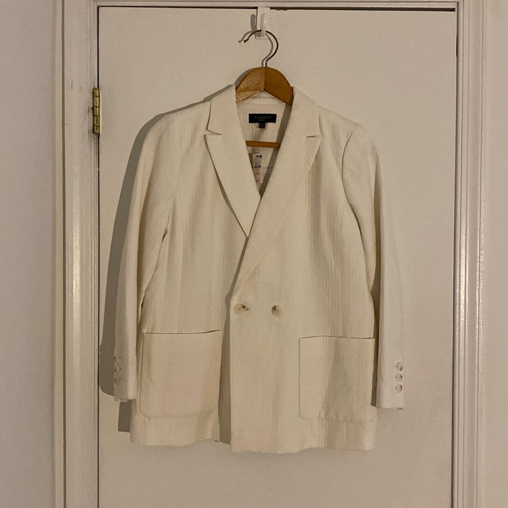 Talbots 14p off-white double-breasted blazer, NWT
